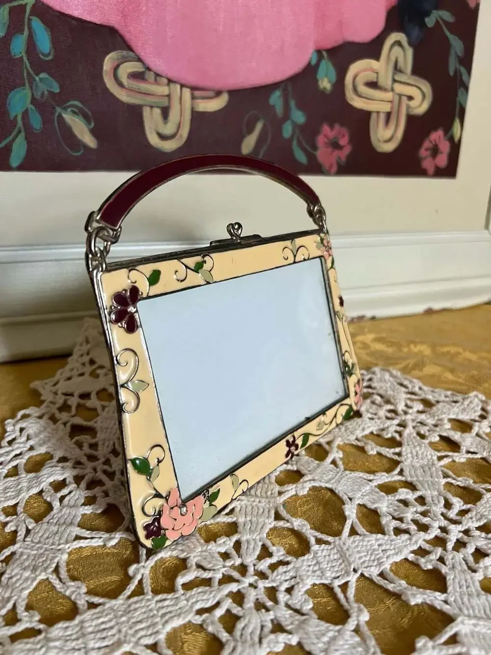 Sheffield Home Enameled Floral Purse-Style Picture Frame